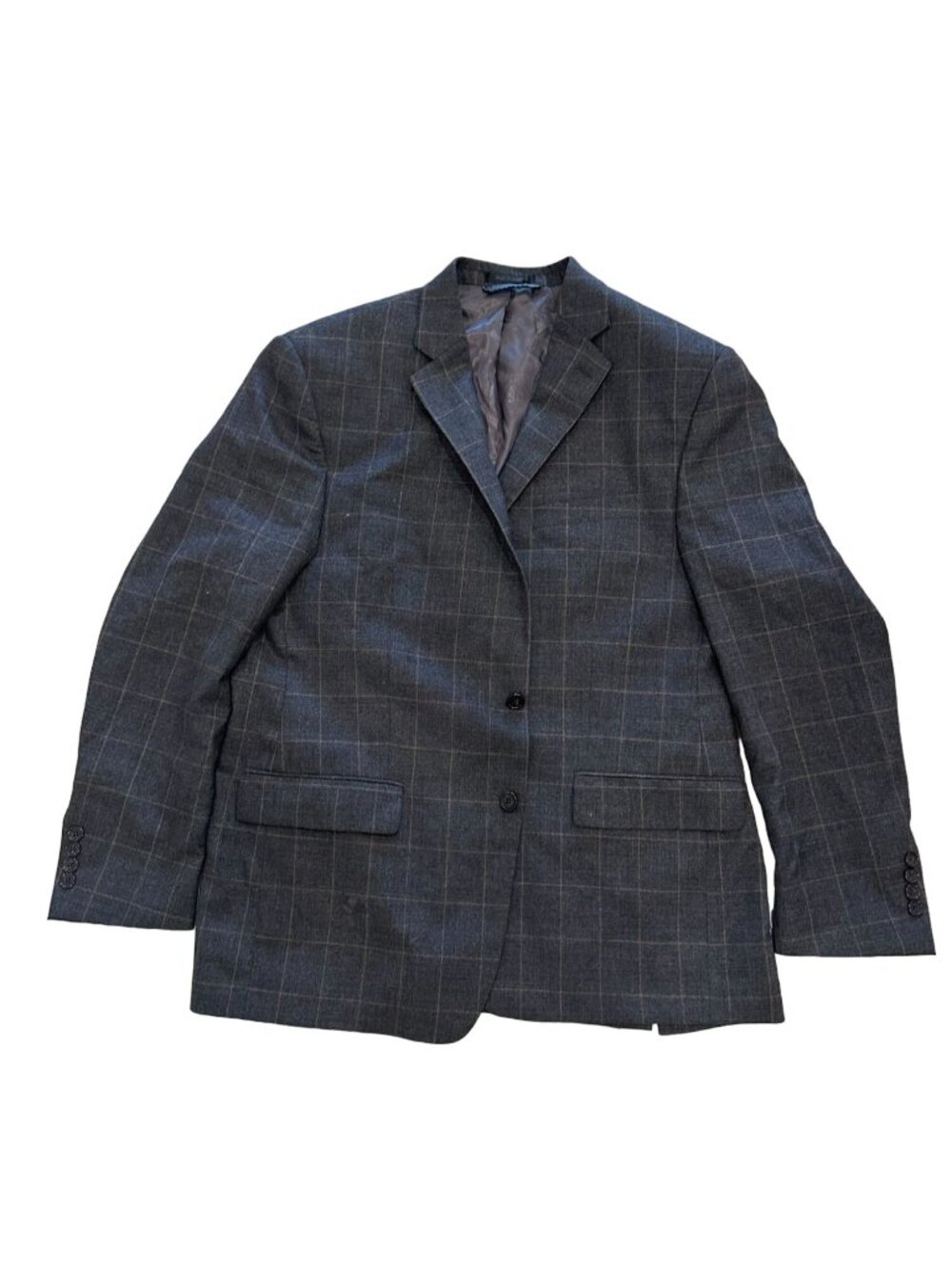 LAUREN RALPH LAUREN Mens Gray Tan Wool Plaid Blazer Size 44R